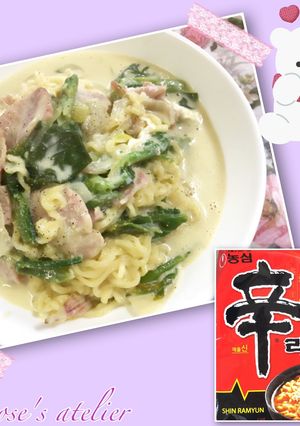 辛さが苦手な子供でも食べられる辛ボナーラ-レシピのメイン写真