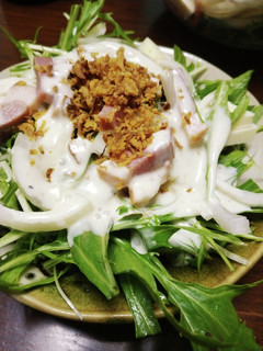 水菜と鴨肉のシーザーサラダ-レシピのメイン写真