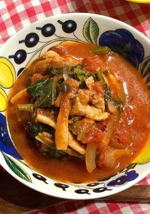 鶏肉とほうれん草のトマト煮込み-レシピのメイン写真