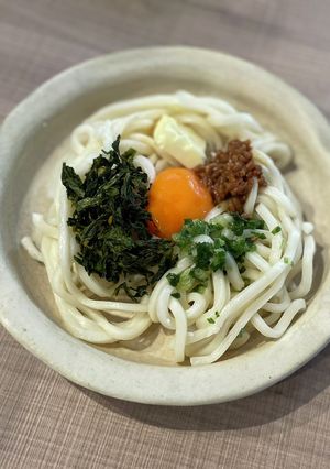 醤油麹 と バター の 釜玉うどん-レシピのメイン写真