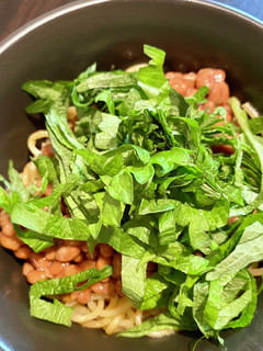 茅乃舎の昆布だしで!大葉と納豆パスタ-レシピのメイン写真