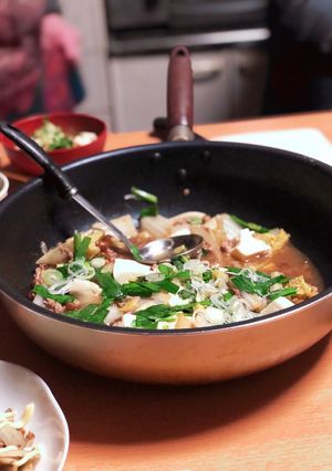 ひき肉白菜なめこ豆腐にらネギ炒め煮-レシピのメイン写真