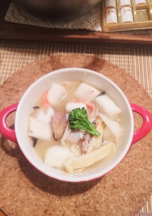 サバ醤油缶、はんぺん、カニかまお味噌汁-レシピのメイン写真