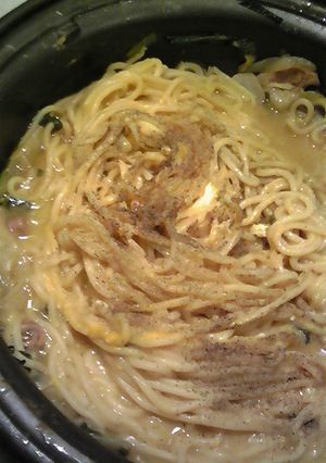 もつ鍋のしめ！カルボナーラ麺-レシピのメイン写真