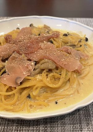 ZENB麺生ハムとしめじのクリームパスタ-レシピのメイン写真