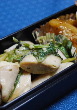 小松菜と鶏ささみ肉のタルタル炒め-レシピのメイン写真