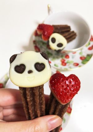 さくさくぱんだと苺のバレンタインチュロス-レシピのメイン写真