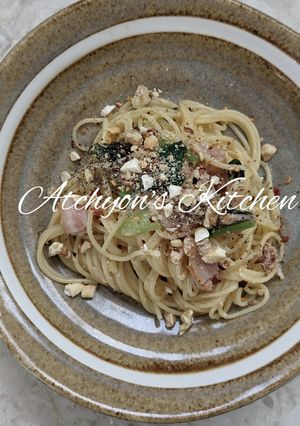 簡単！ベーコン小松菜ナッツの味噌パスタ-レシピのメイン写真