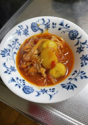 新じゃがと豚バラのトマト煮　トマ肉じゃが-レシピのメイン写真