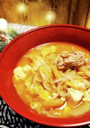 5分でできる！白菜ともやしのキムチスープ-レシピのメイン写真