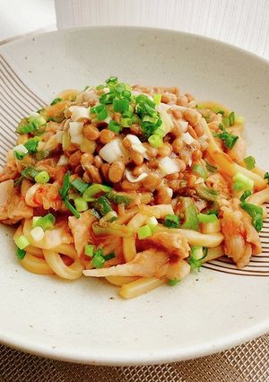 ネギ豚納豆のピリ辛和えうどん-レシピのメイン写真