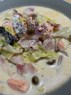 鮭の豆乳スープ煮-レシピのメイン写真