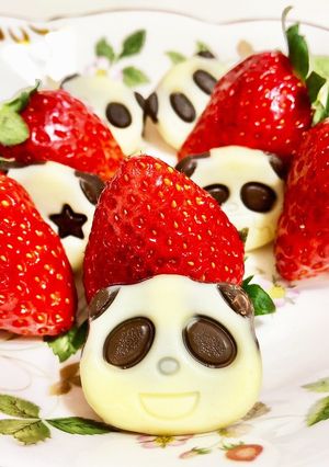 苺畑でサクサクぱんだのかくれんぼ盛り付け-レシピのメイン写真