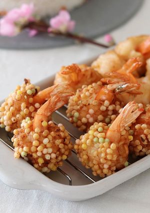 ひな祭りに海老団子のカラフル揚げ-レシピのメイン写真