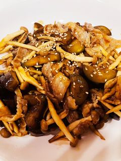豚バラ肉とナスとしめじのオイスター炒め-レシピのメイン写真