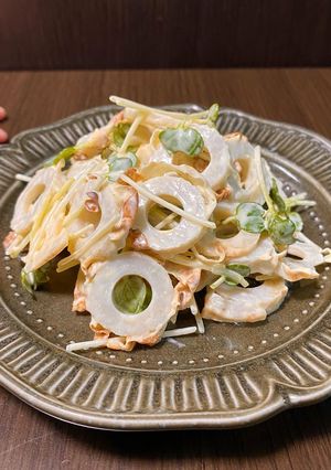 辛くない！貝割れちくわ蓮根サラダ-レシピのメイン写真