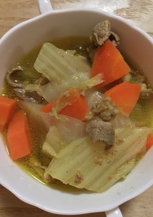 白菜と豚コマのカレー粉スープ-レシピのメイン写真