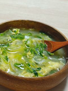 豆苗とネギの中華風かきたまスープ-レシピのメイン写真