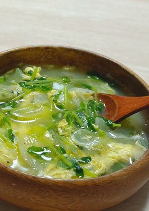 豆苗とネギの中華風かきたまスープ-レシピのメイン写真