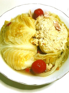【使いきり】キャベツの肉詰めトマト煮込み-レシピのメイン写真