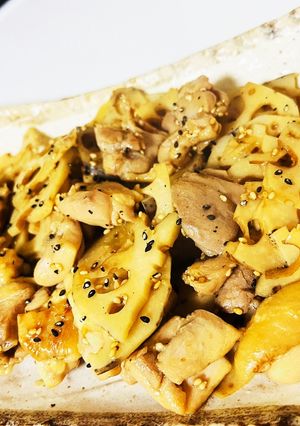 簡単！鶏肉とレンコンの塩しょうゆ炒め-レシピのメイン写真