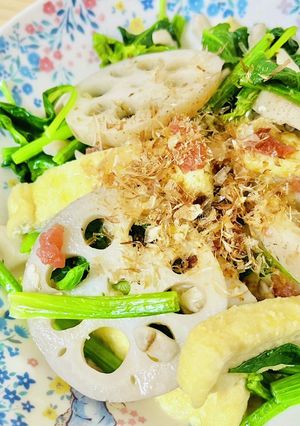 レンコンとほうれん草のバター醤油炒め-レシピのメイン写真