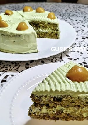 卵白で抹茶と小豆のケーキ-レシピのメイン写真