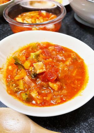 簡単！夏野菜と甘酒のミネストローネ-レシピのメイン写真