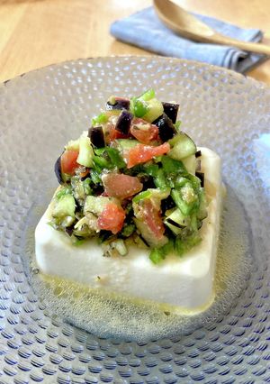 夏野菜とオリーブのだし冷奴-レシピのメイン写真