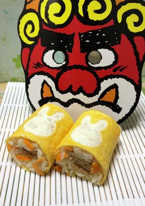 うさぎ年の節分恵方巻きみかんの皮稲荷寿司-レシピのメイン写真
