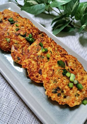キムチの豆腐ハンバーグ(チジミ風？)-レシピのメイン写真