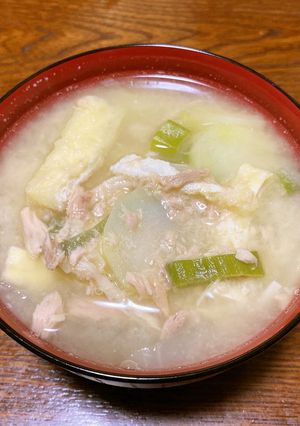 ツナ缶使用、じゃがいも＆油揚げの味噌汁-レシピのメイン写真