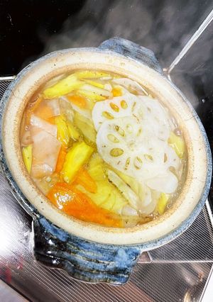 ひらひら根菜のニンニクオリーブ油鍋-レシピのメイン写真