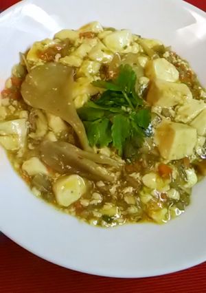 丸美屋麻婆豆腐アレンジ ごぼうときのこ-レシピのメイン写真