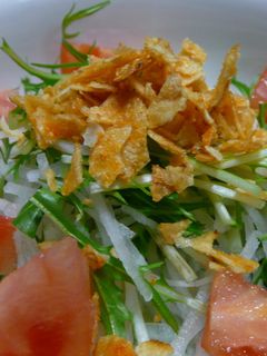 水菜と大根のサラダ ポテチのせ^^-レシピのメイン写真