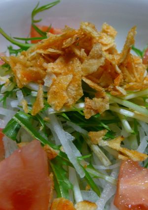 水菜と大根のサラダ　ポテチのせ＾＾-レシピのメイン写真