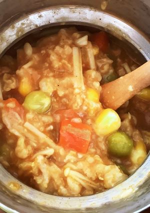 スープジャーオートミールチーズカレー雑炊-レシピのメイン写真
