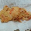 少なめ油で横長の平べったいかき揚げ