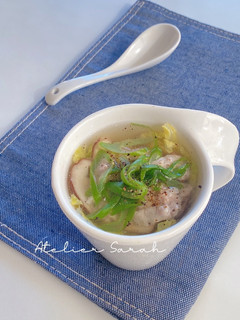 レンジで3分!豚肉と野菜の中華スープ-レシピのメイン写真