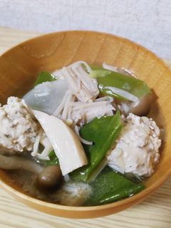 冷えとり★鶏つみれのヘルシーきのこスープ-レシピのメイン写真