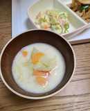 昨日のお汁(ポテサラのポテトゆで汁で)