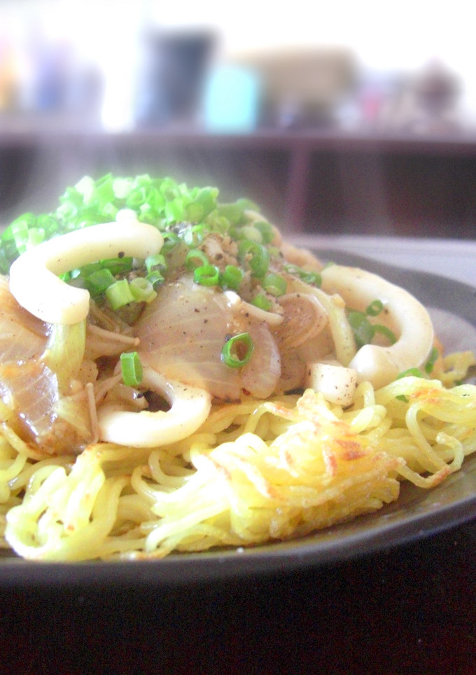 エノキとイカの白いあんかけ焼きそば-レシピのメイン写真