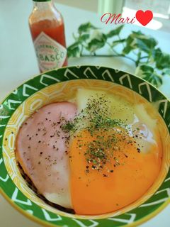 レンジで簡単!ハムタマチーズ丼-レシピのメイン写真