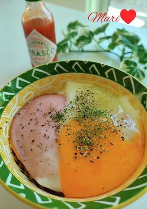 レンジで簡単！ハムタマチーズ丼-レシピのメイン写真