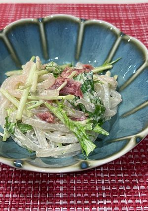 梅と水菜の葛切りサラダ-レシピのメイン写真