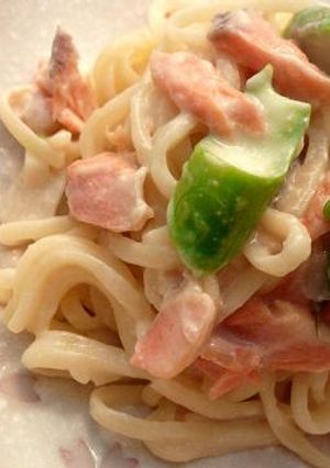 酒粕で♪鮭とアスパラのクリーミーパスタ-レシピのメイン写真