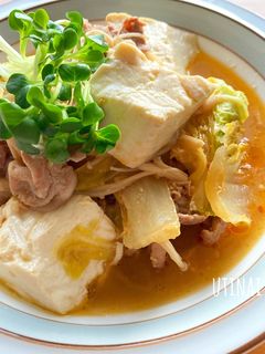 豚こまと白菜の濃厚胡麻味噌スープおかず-レシピのメイン写真