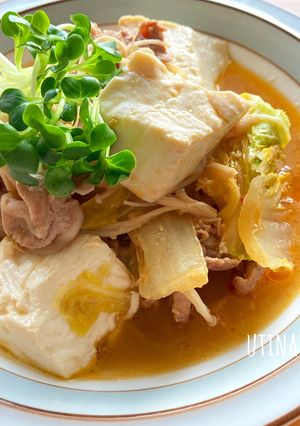 豚こまと白菜の濃厚胡麻味噌スープおかず-レシピのメイン写真