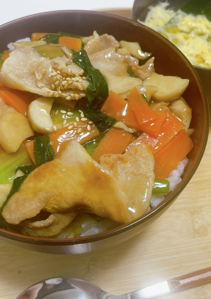 豚こまとちんげんさいの中華丼-レシピのメイン写真