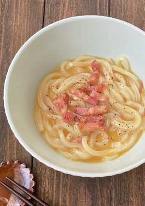 5分で簡単!コク旨カルボナーラうどん-レシピのメイン写真